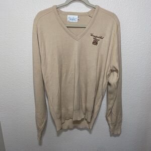 VTG Palm Beach Sports Men’s V-Neck Sweater Size XL Beige Canadian Club